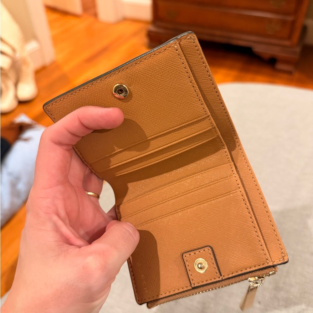 Tory Burch Camel Leather Card Holder - Picture 2 of 6